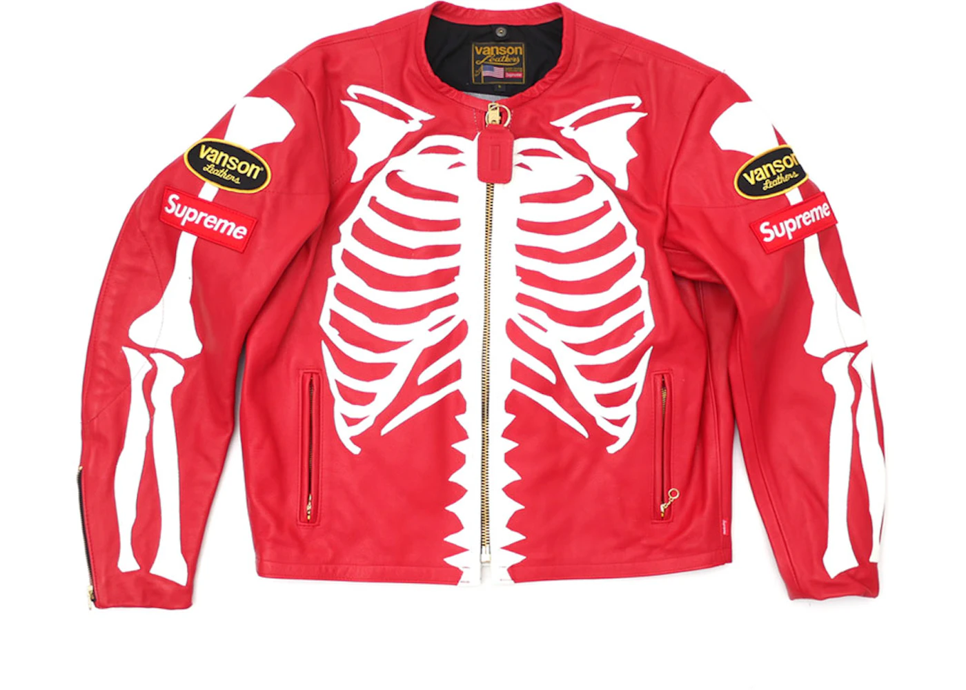 Supreme Vanson Leather Bones Jacket Red Men's FW17 US