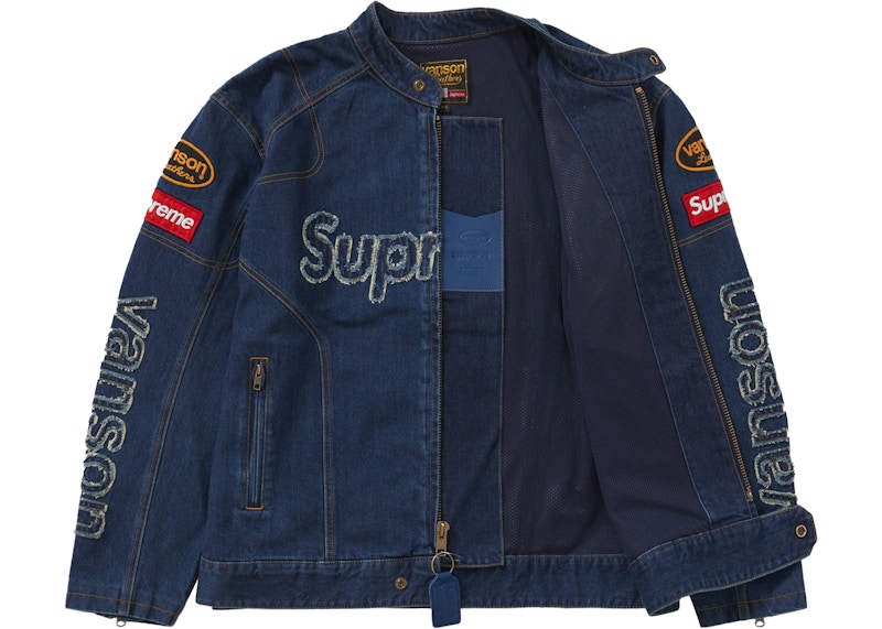 Supreme Vanson Leathers Cordura Denim Jacket Blue Men's - FW22 - US