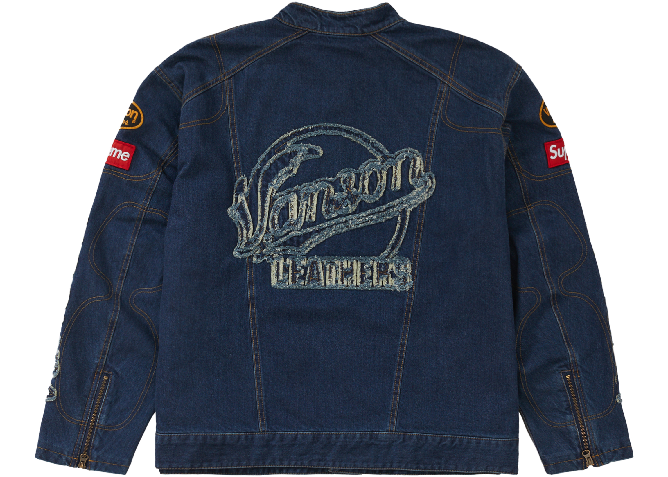 Supreme Vanson Leathers Cordura Denim Jacket Blue Men's - FW22 - US