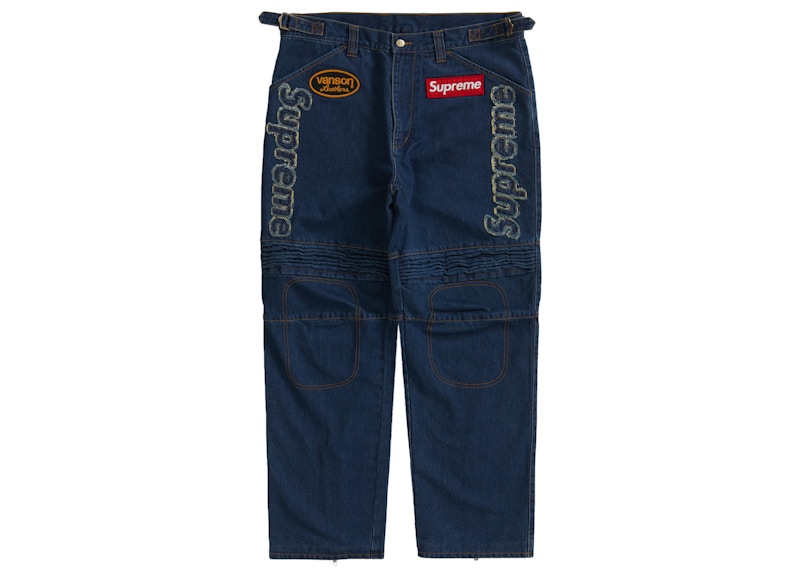 Supreme Vanson Leathers Cordura Denim Racing Pant Blue Men's