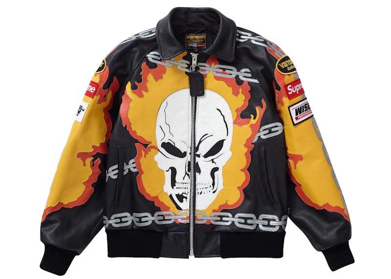 Supreme Vanson Leathers Ghost Rider Jacket Black Men s SS19 US