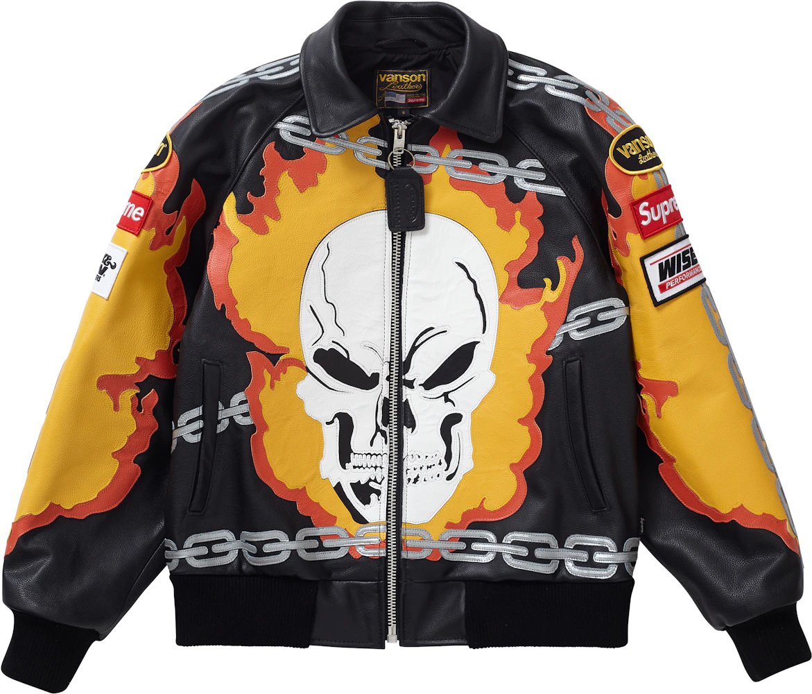 Supreme Vanson Leathers Ghost Rider Jacket Black Men's - SS19 - US