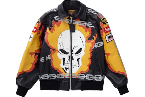 Supreme Vanson Leathers Ghost Rider Jacket Black Men's SS19 US