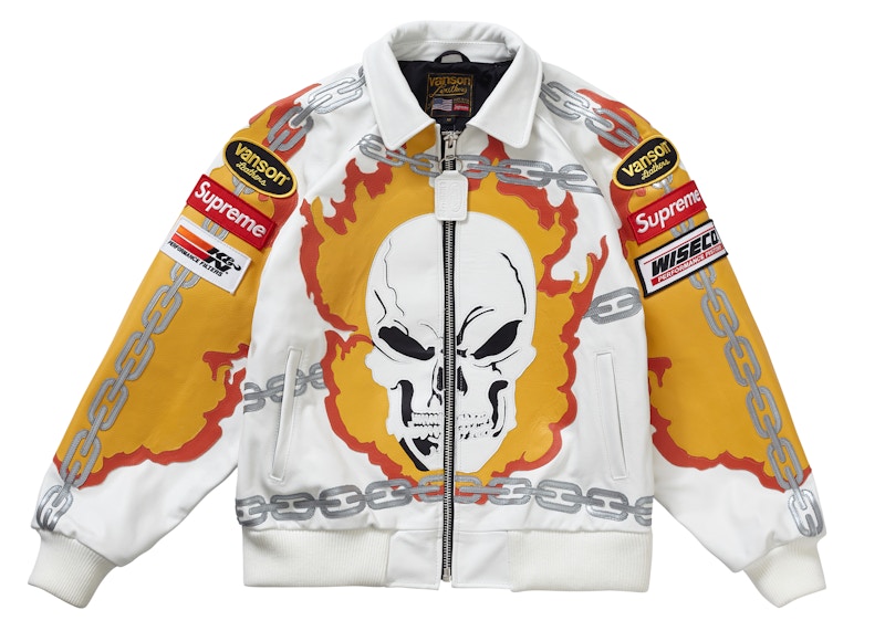 Supreme Vanson Leathers Ghost Rider Jacket White Men's - SS19 - US