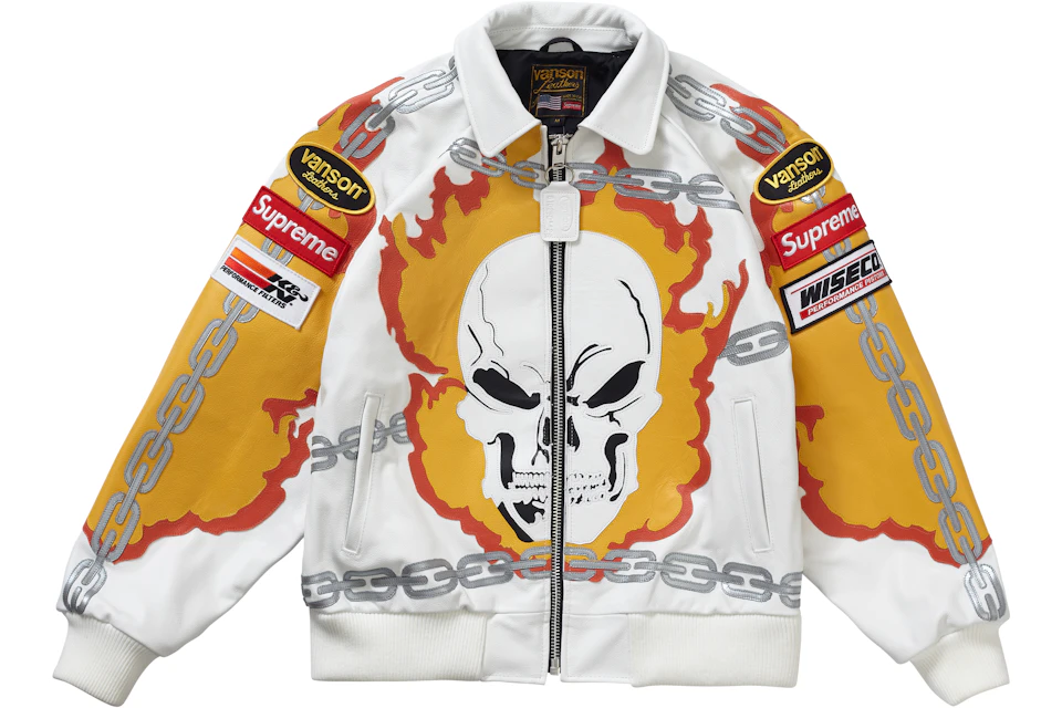 Supreme Vanson Leathers Ghost Rider Jacket White