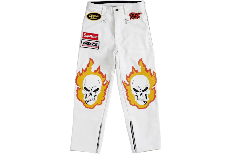 Supreme Vanson Leathers Ghost Rider Pant White
