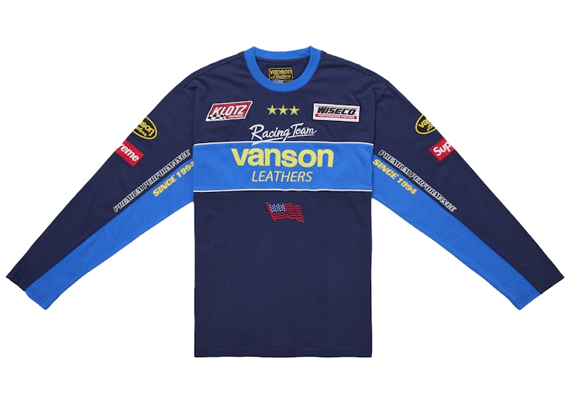 Supreme Vanson Leathers L/S Top Navy Men's - SS26 - US