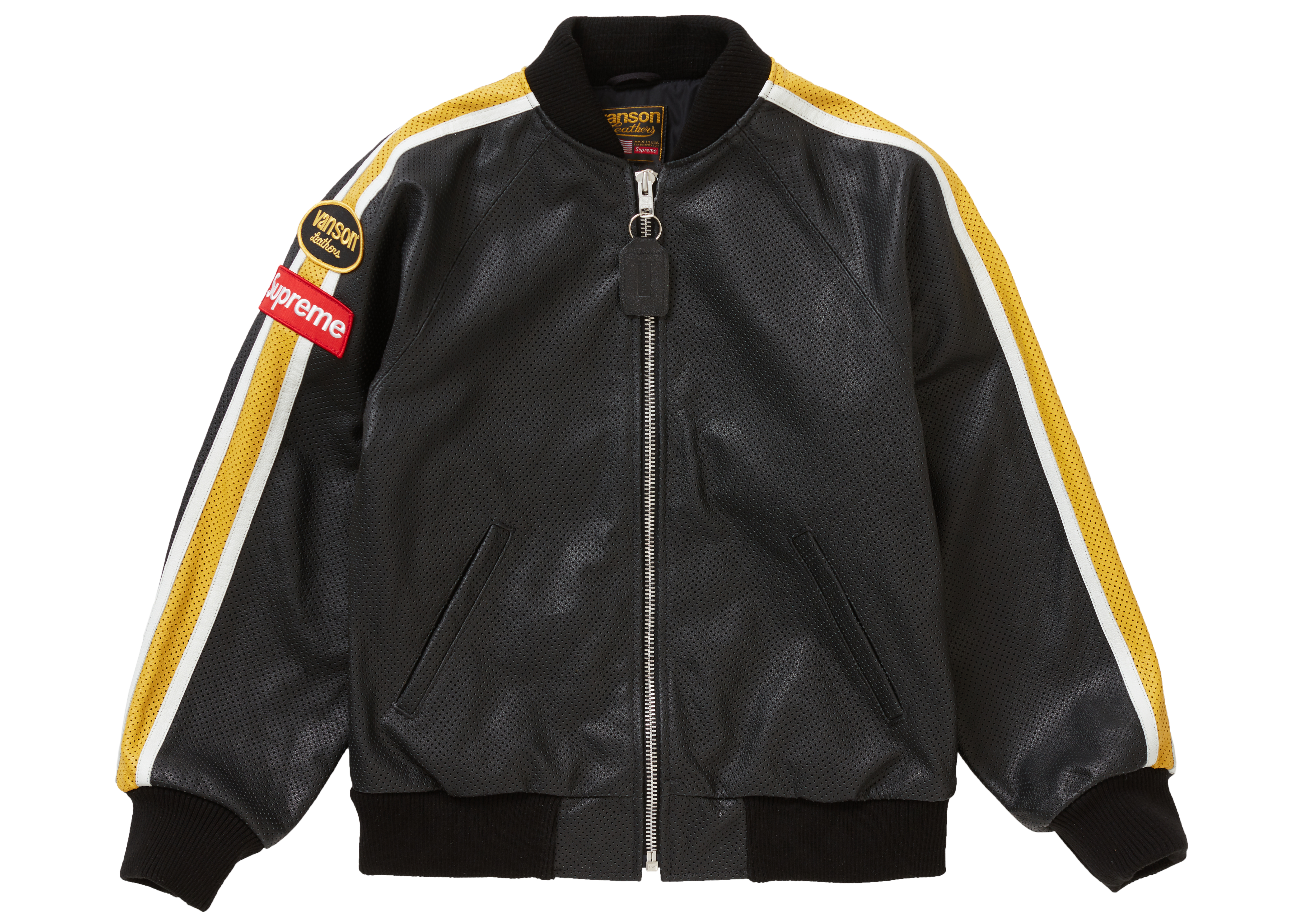 Supreme Vanson Leathers Perforated Bomber Jacket Black - SS20 