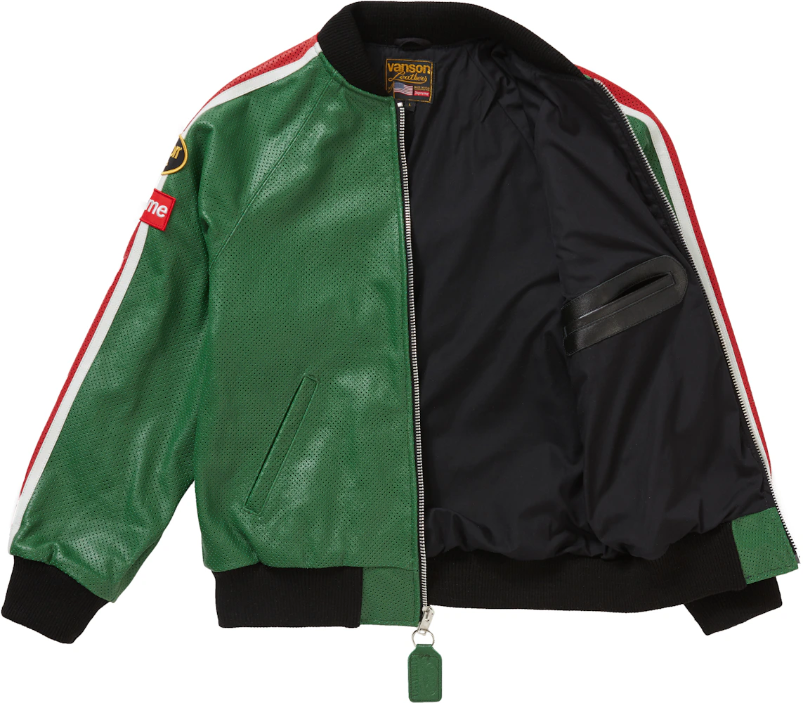 Supreme Vanson Leathers Perforated Bomber Jacket Green Men's - SS20 - US