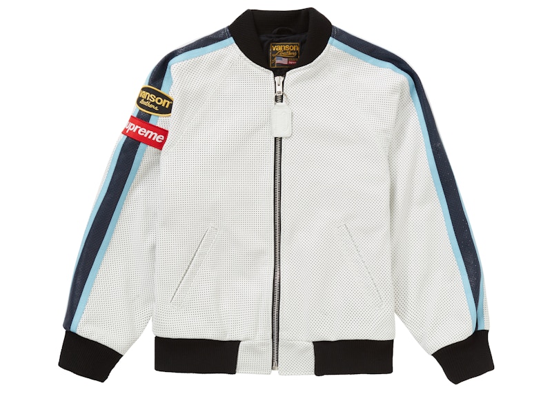 Supreme Vanson Leathers Perforated Bomber Jacket White - SS20