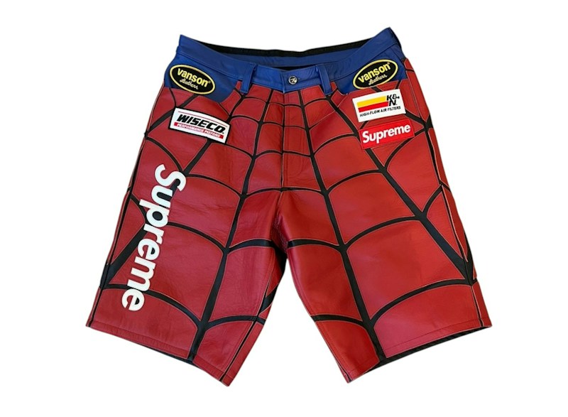 Supreme Vanson Leathers Spider-Man Kurzarmhose, Rot