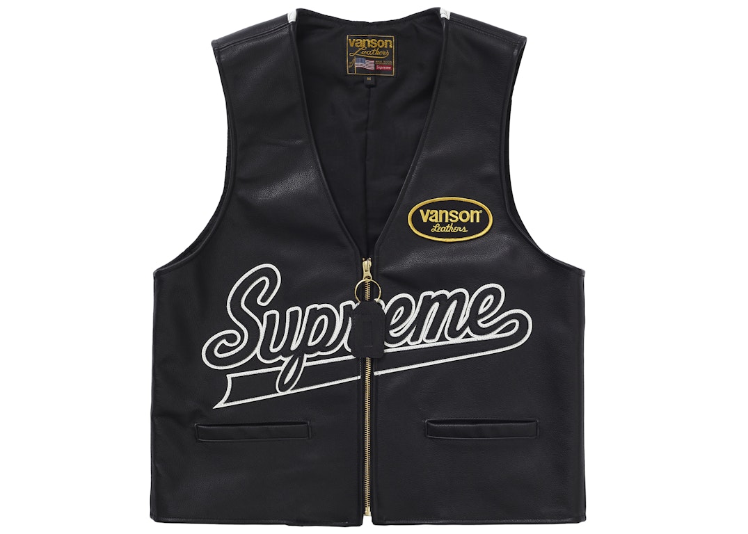 Pre-owned Supreme Vanson Leathers Spider Web Vest Black