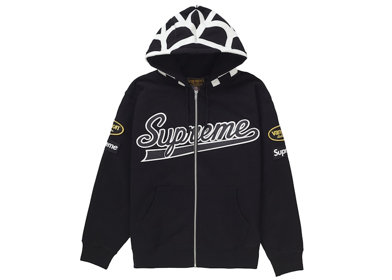 Supreme Vanson Leathers Spider Web Zip Up Hooded Sweatshirt Red 