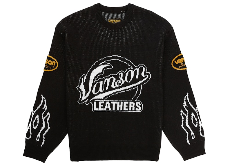 Supreme Vanson Leathers Sweater Black Men's - SS22 - US