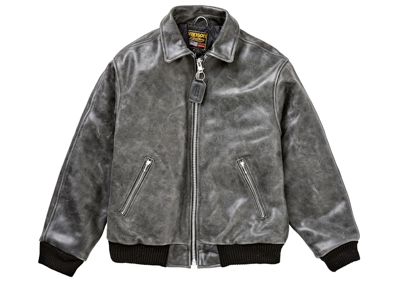 supreme vanson worn leather jacke