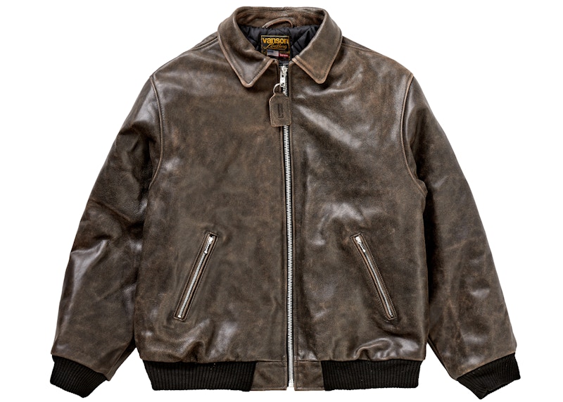 Supreme Vanson Leathers Worn Leather Jacket Brown メンズ - FW20 - JP