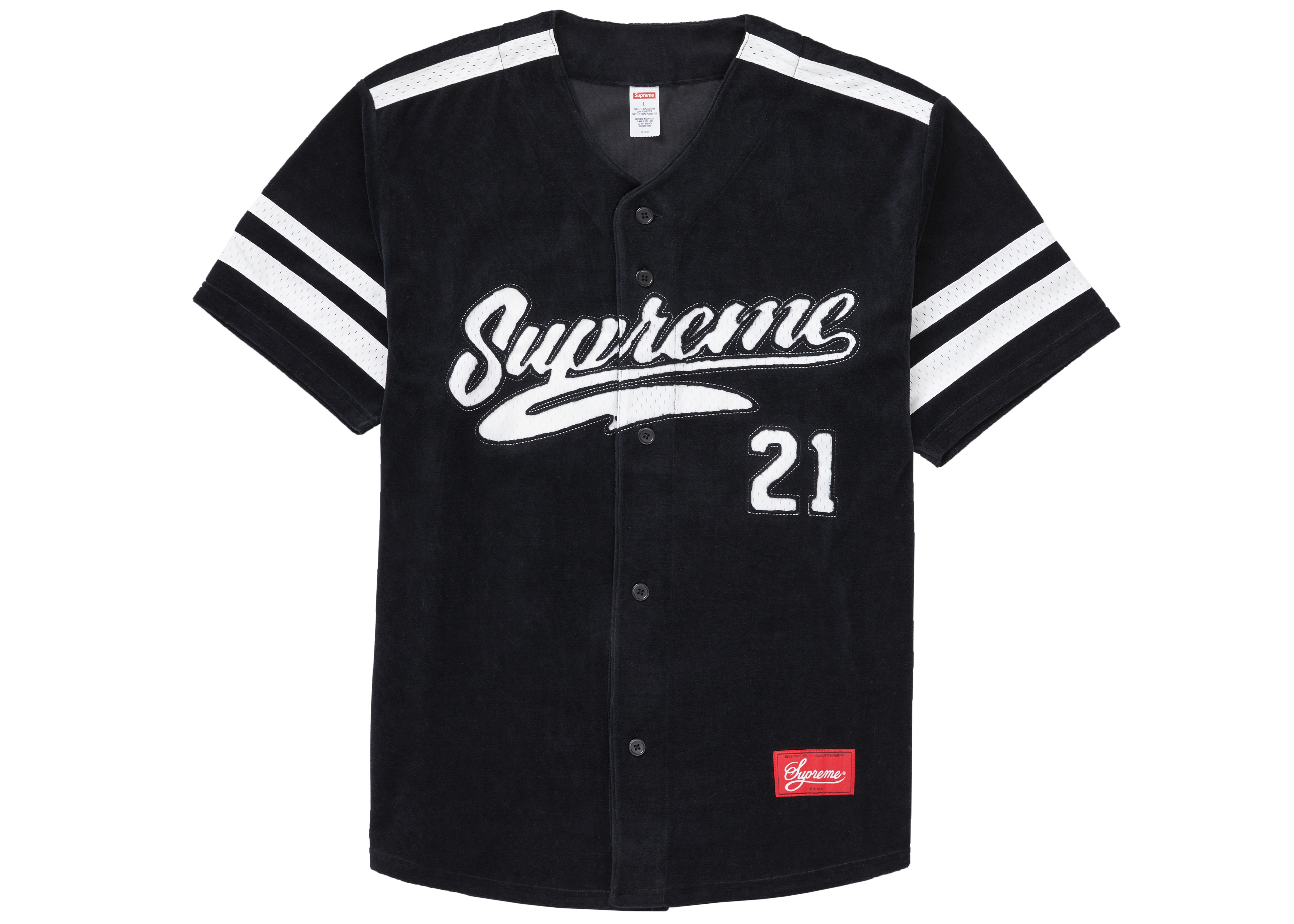 Supreme Velour Baseball Jersey Black