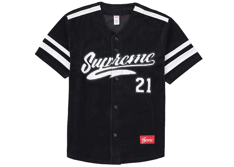 Supreme Velour Baseball Jersey Black - FW20 Men's - US