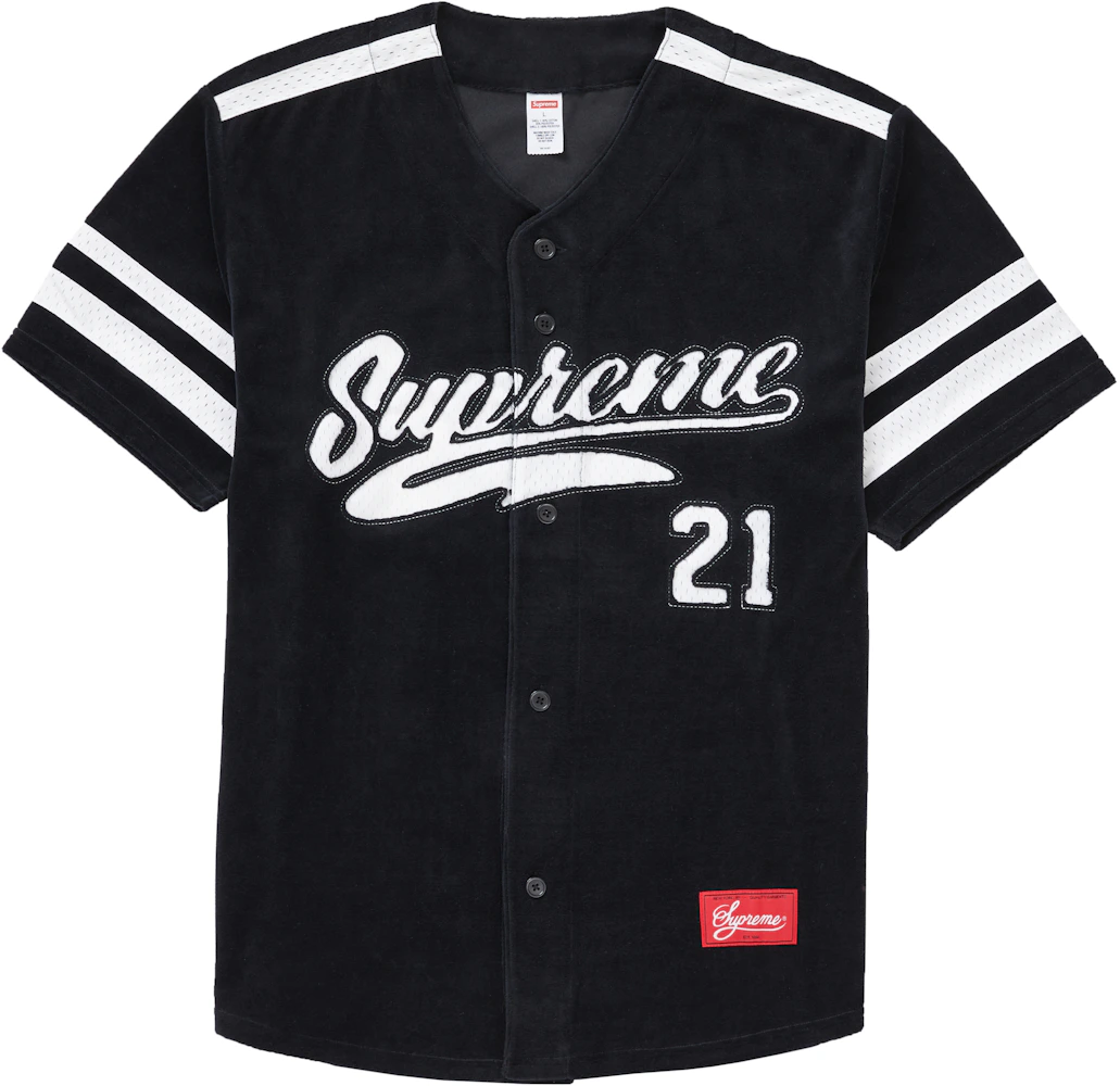 Supreme Velour Baseball Jersey Black