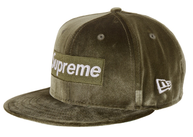 Supreme Velour Box Logo New Era Olive