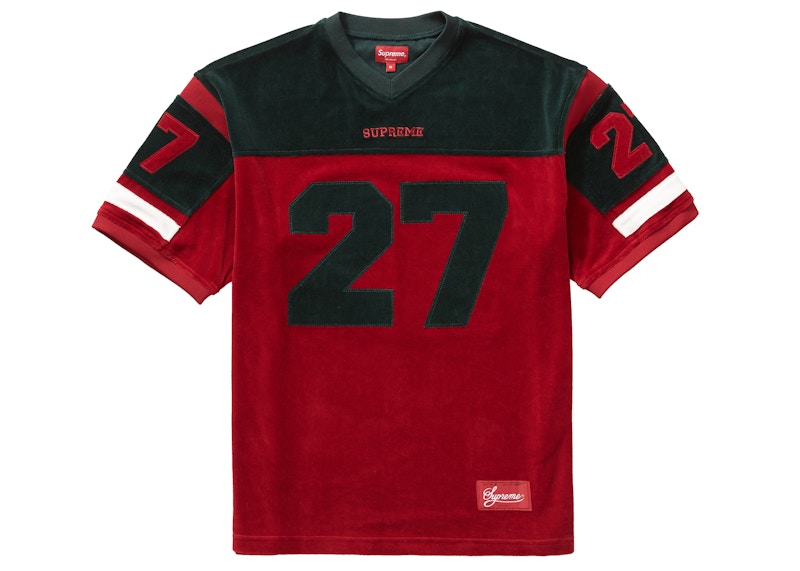 新品・supreme velour football jersey シュプリームカラーブルー