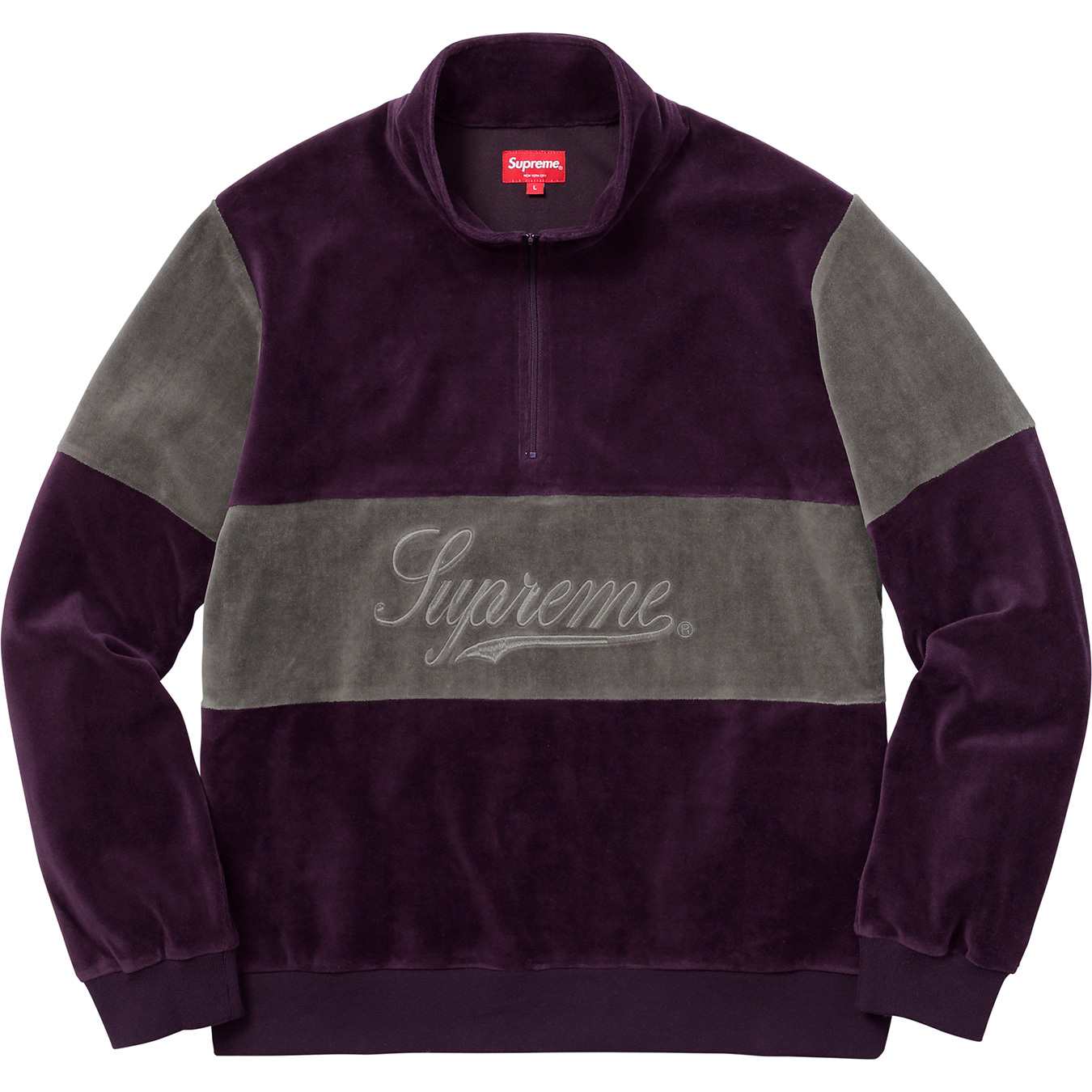 Supreme Velour Half Zip Pullover Purple Uomo - FW17 - IT