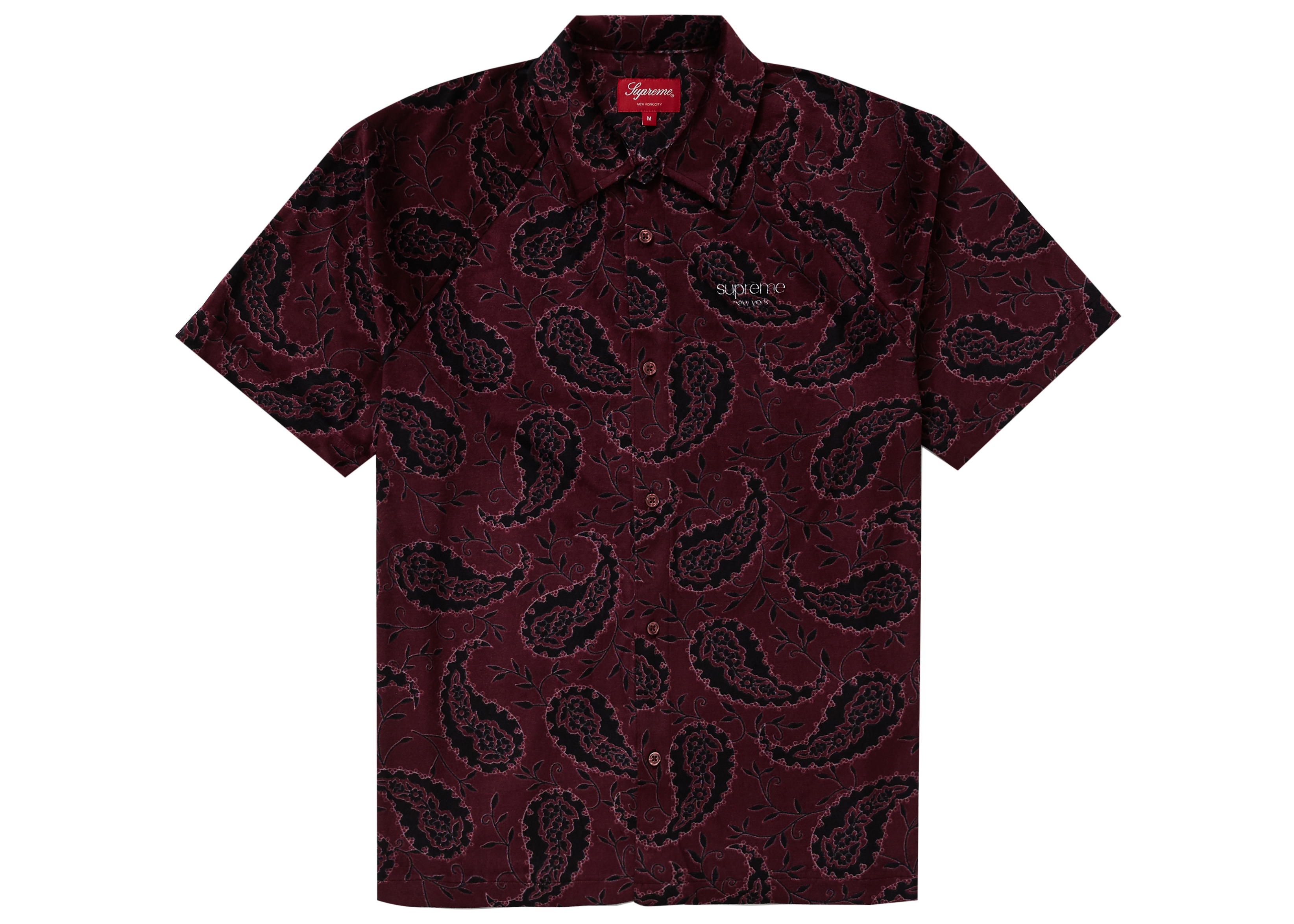 Supreme Velour S/S Shirt Burgundy Paisley - FW19 - US
