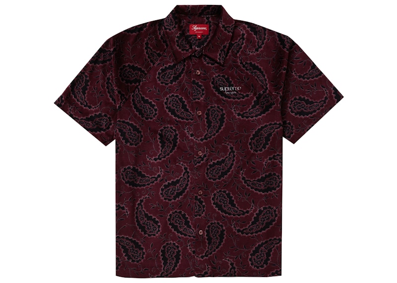 Supreme Velour S/S Shirt Burgundy Paisley メンズ - FW19 - JP