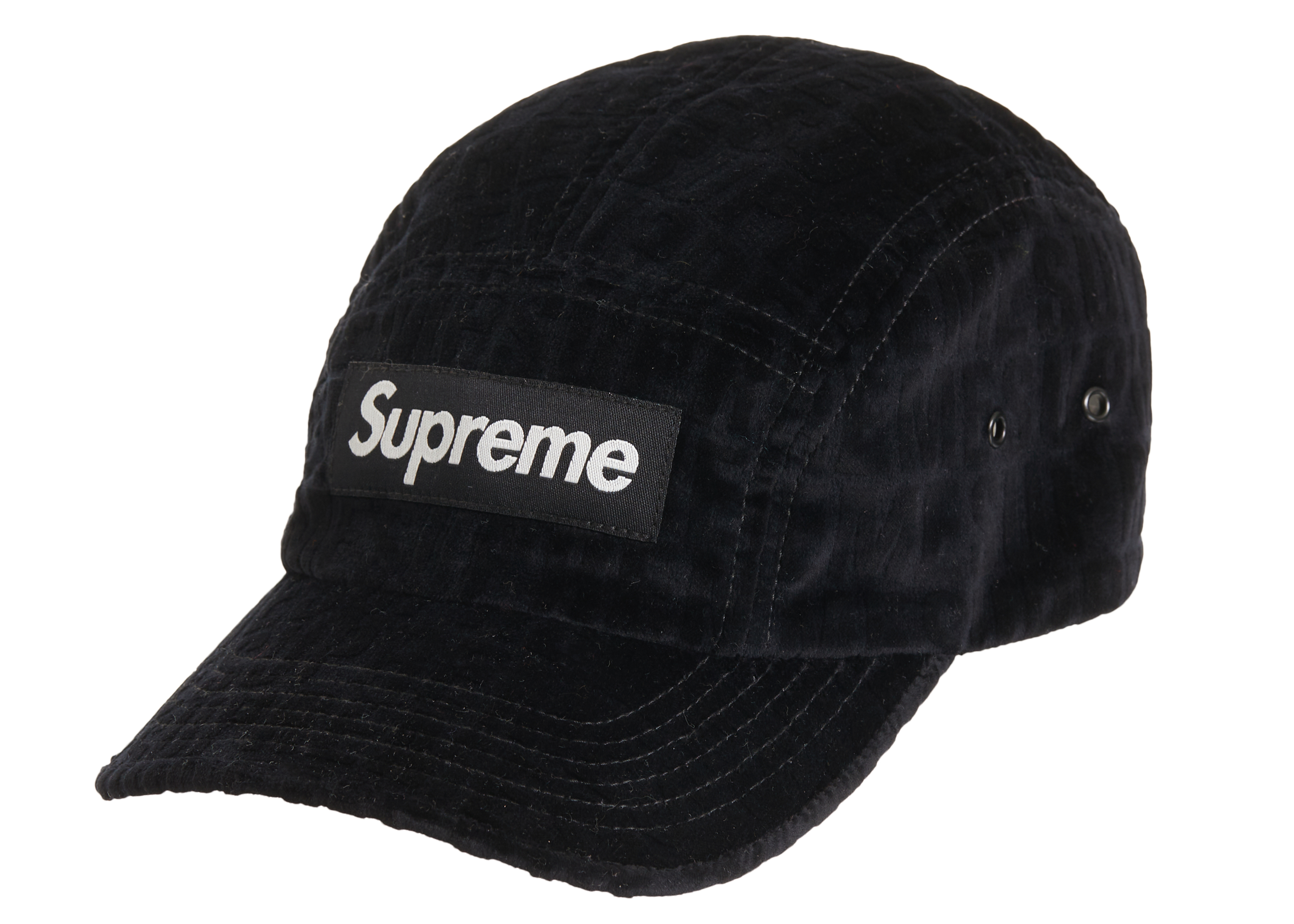 Supreme Velvet pattern Camp cap/black - キャップ