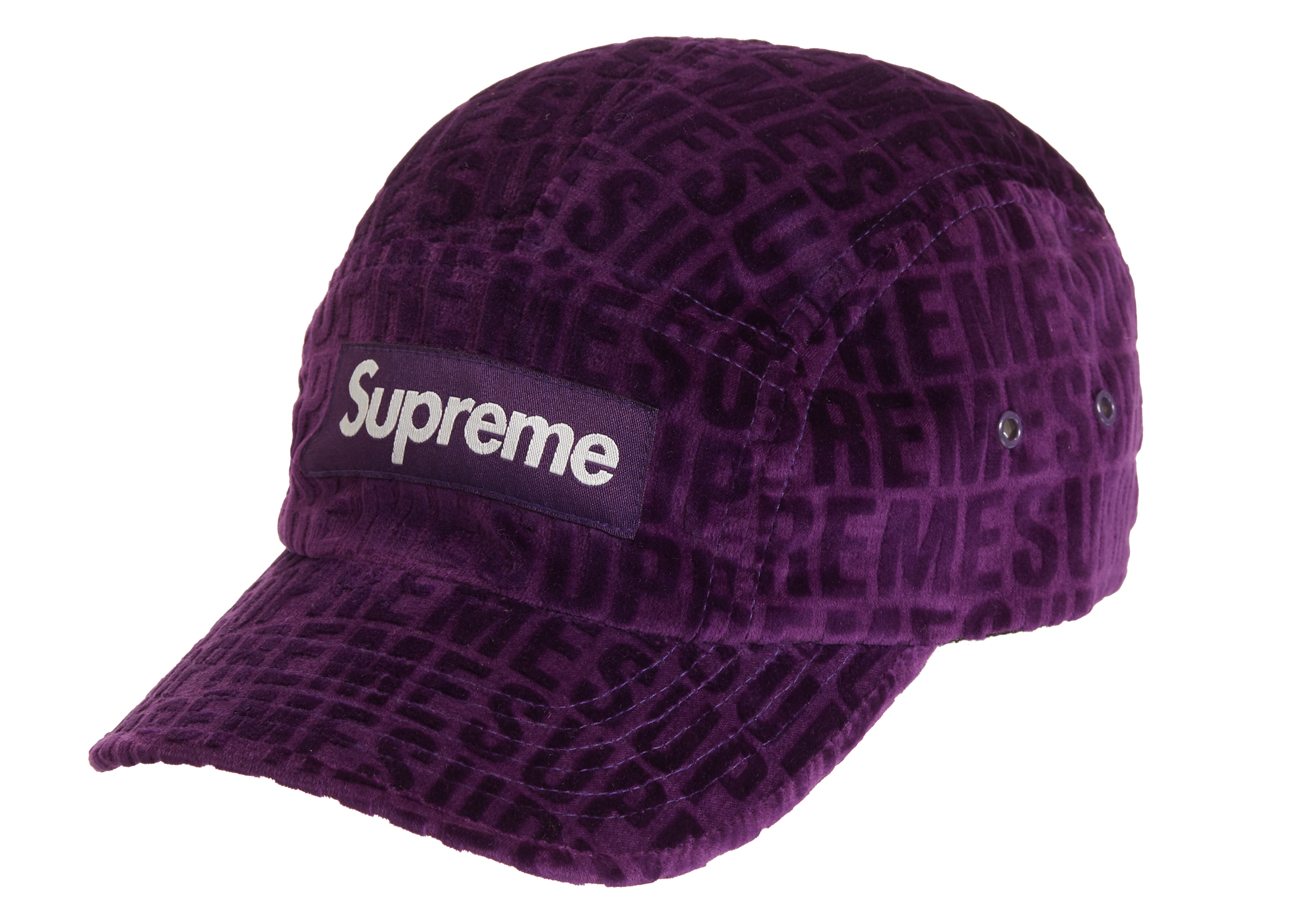 Supreme Velvet Pattern Camp Cap Purple
