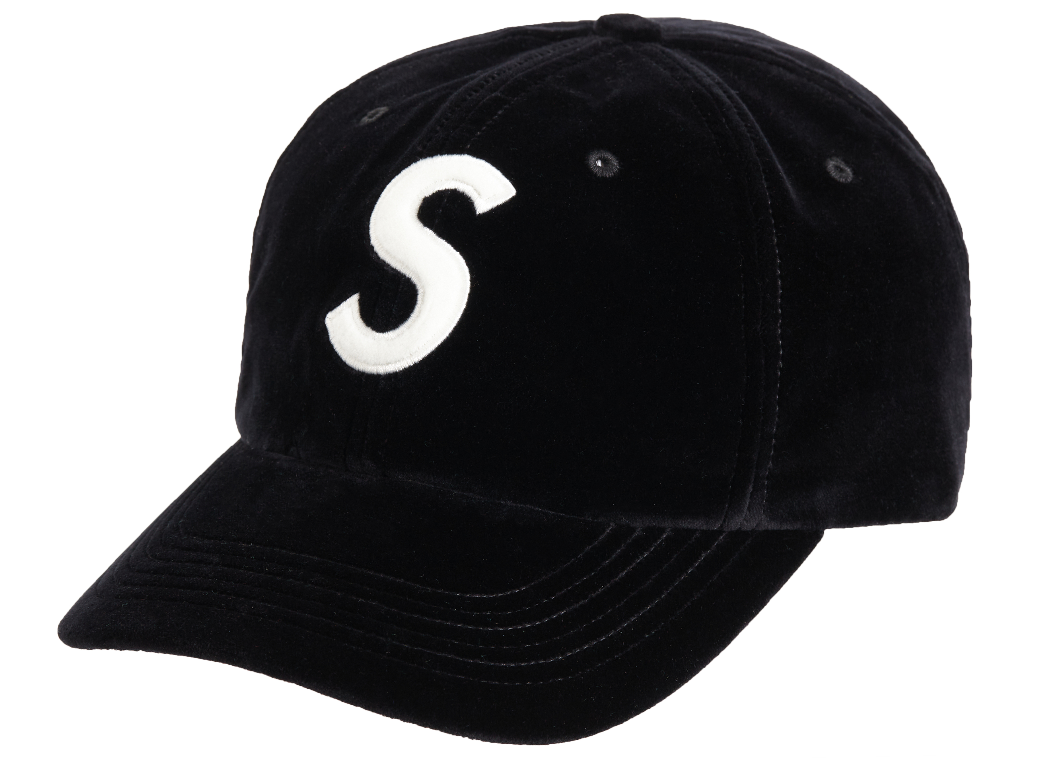 Supreme Velvet S Logo 6-Panel Black