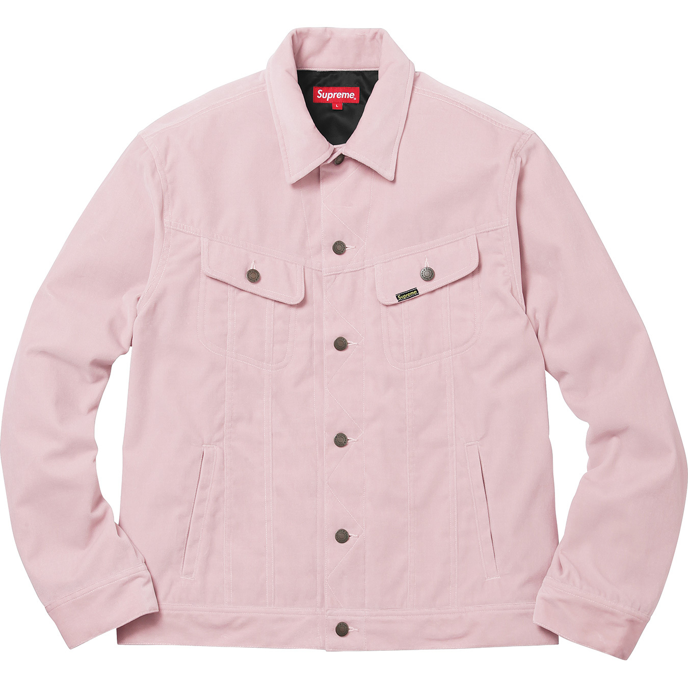Supreme Velvet Trucker Jacket L pink