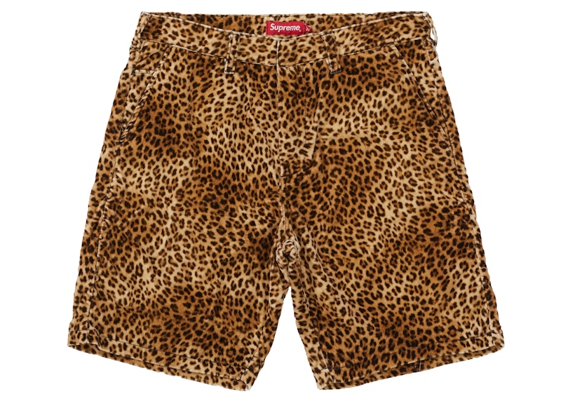 19ss【30】 Supreme Velvet Work Short【S】レオパード - ショートパンツ