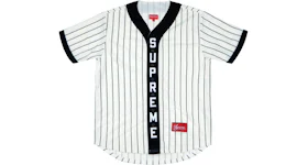 Supreme Vertical Logo Baseball Jersey White/Black