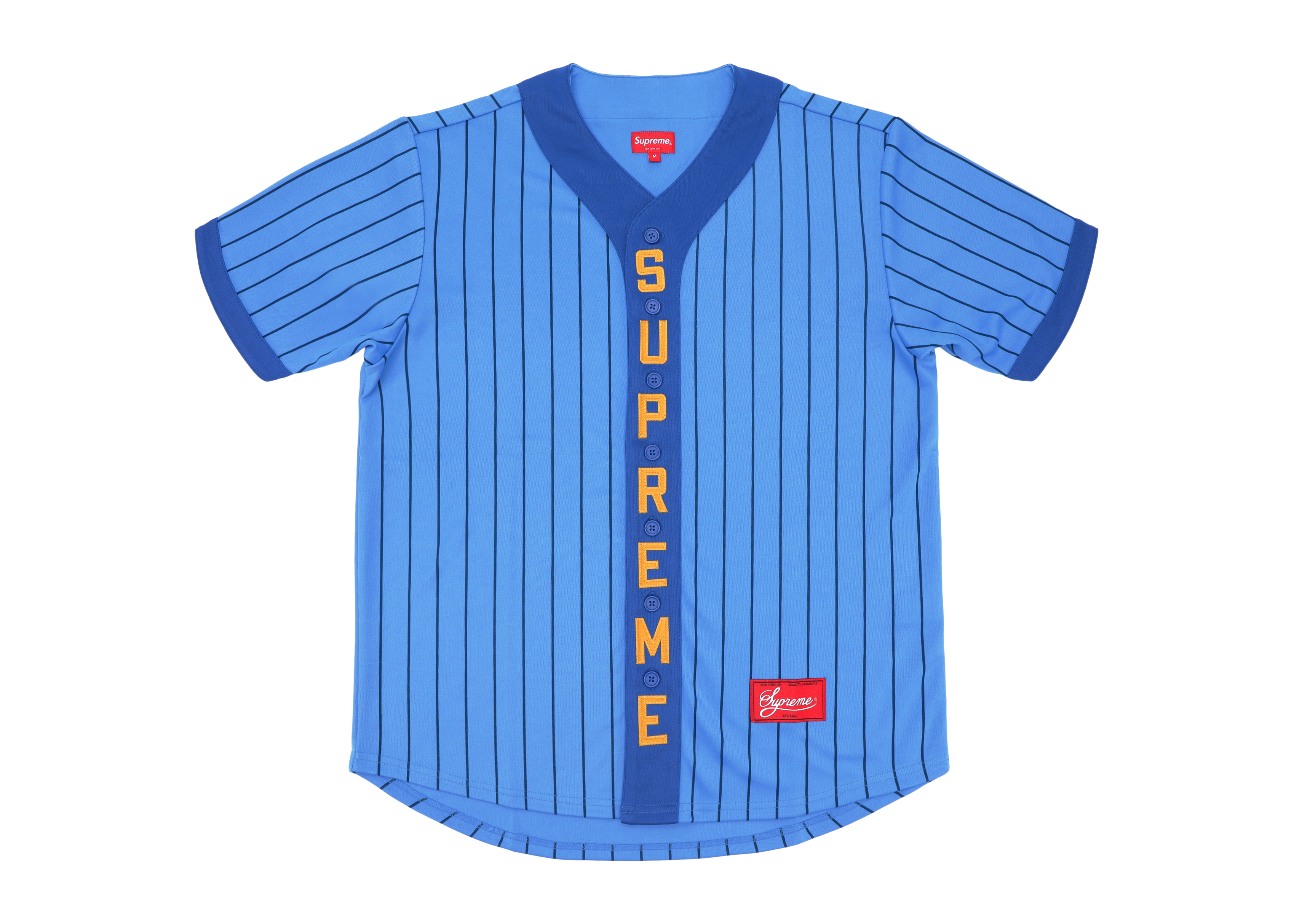 Supreme Vertical Logo Baseball Jersey Blue/Yellow