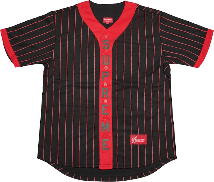Supreme Vertical Logo Baseball Jersey Black/Red