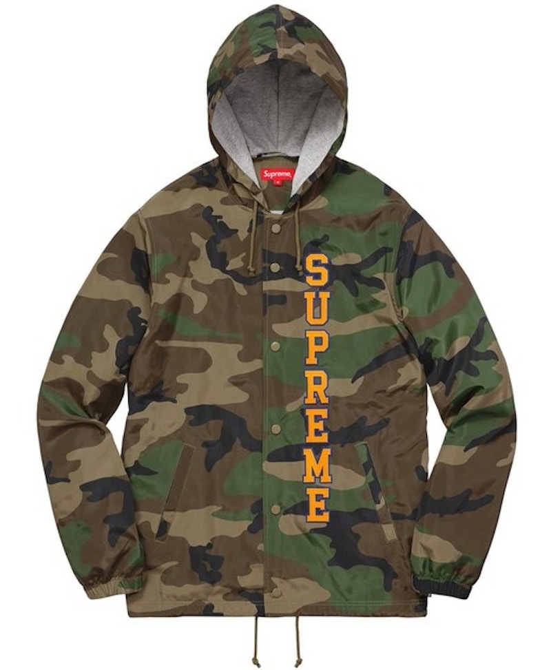 Supreme Vertical Logo Hooded Coaches Jacket Woodland Men's - SS17 - US