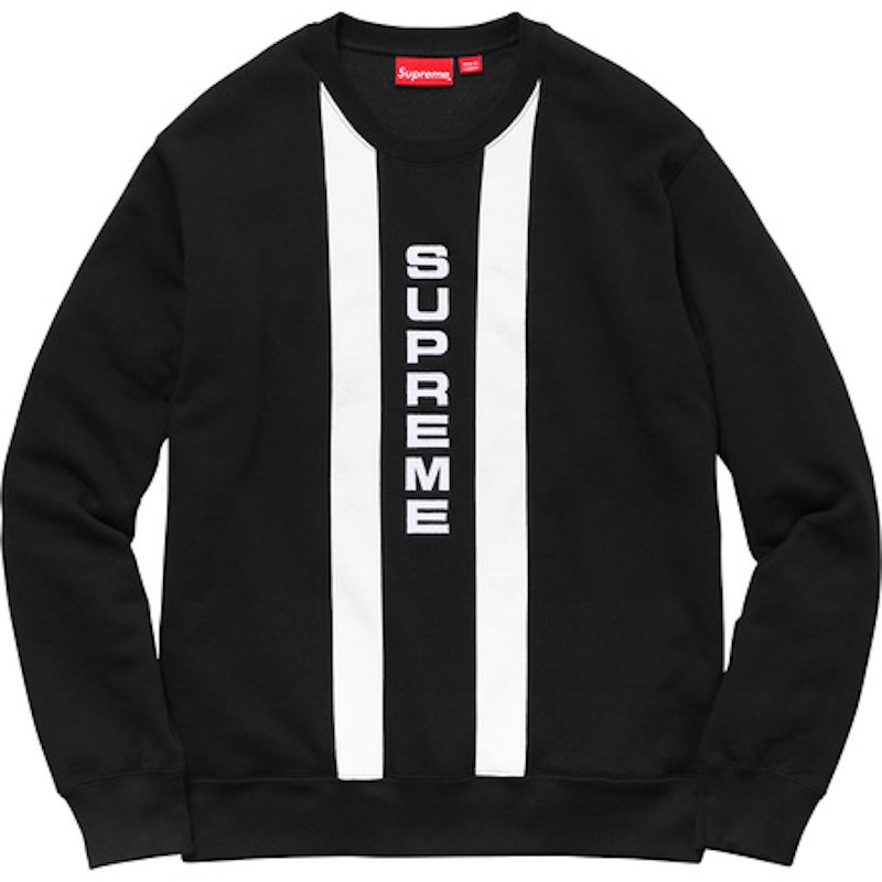 Supreme Vertical Logo Panel Crewneck Black Men's - SS17 - US