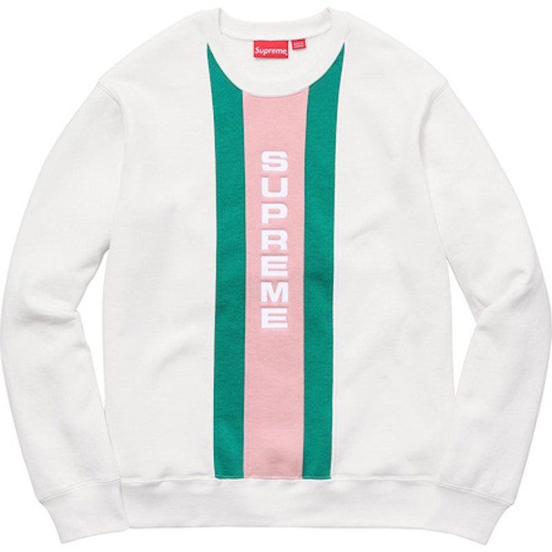 Supreme Vertical Logo Panel Crewneck White Men's - SS17 - US