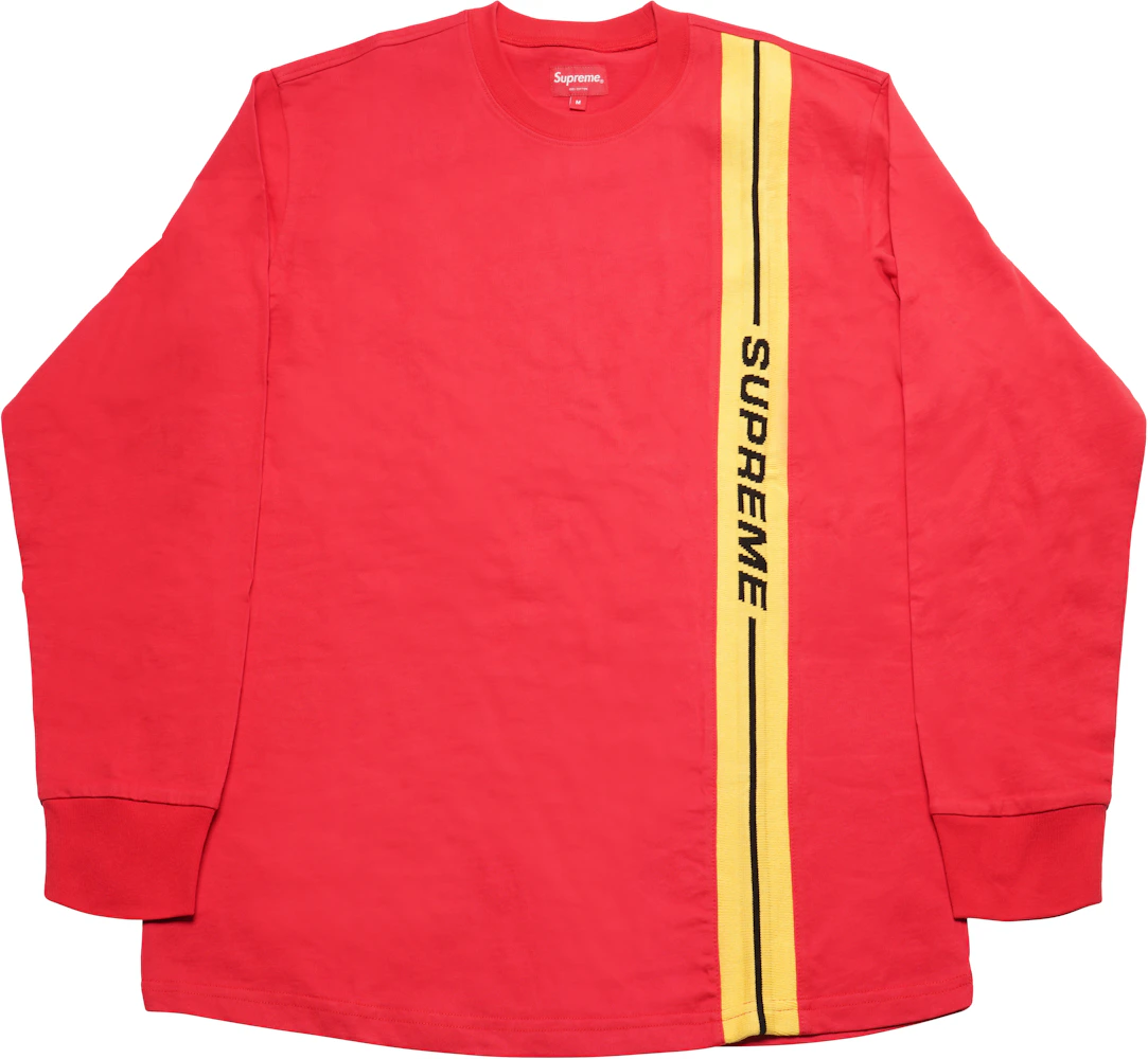 Supreme Vertical Logo Stripe L/S Top Red Men's - FW18 - US