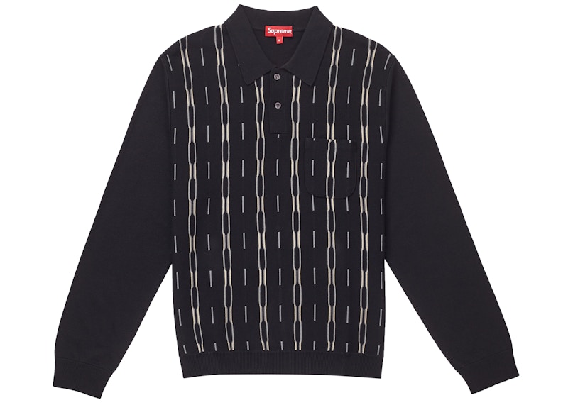 トップスSupreme - Stripe Velour L/S Polo