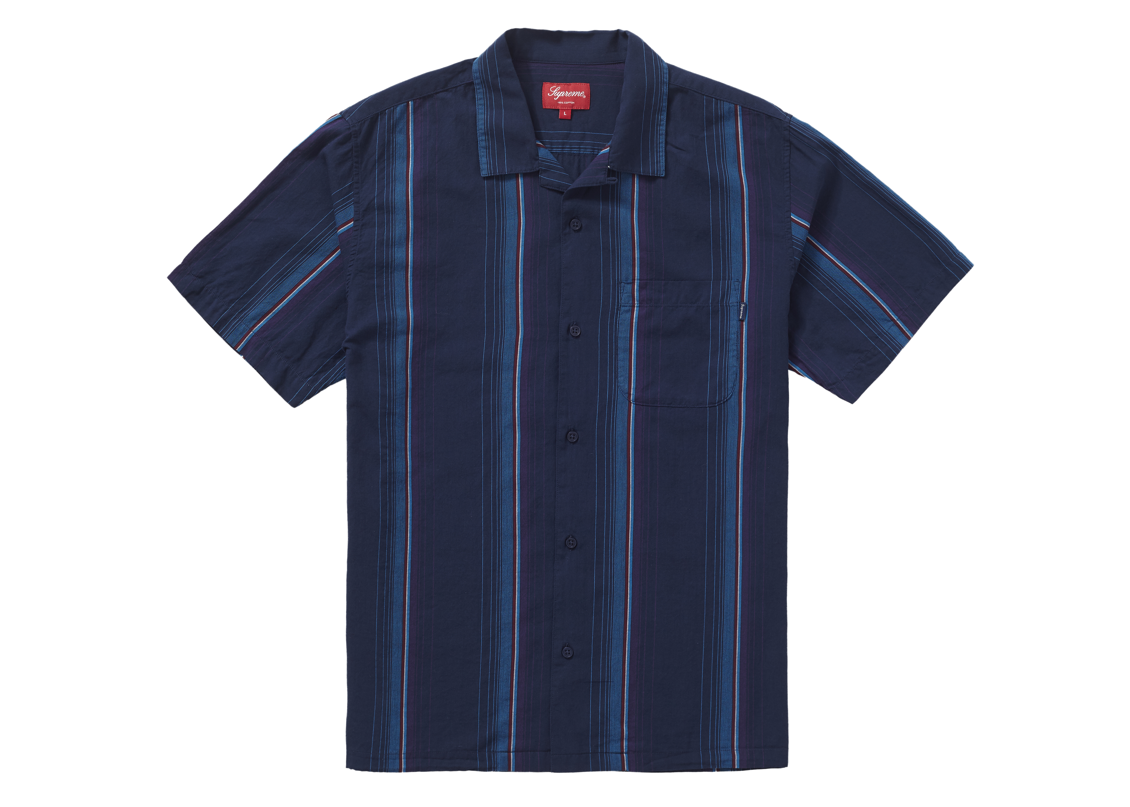 Supreme Vertical Stripe S/S Shirt Navy