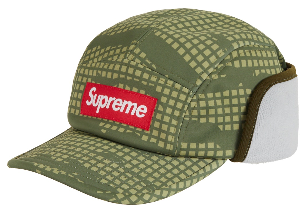 Pre-owned Supreme Windstopper Earflap Camp Cap Olive Grid Camo