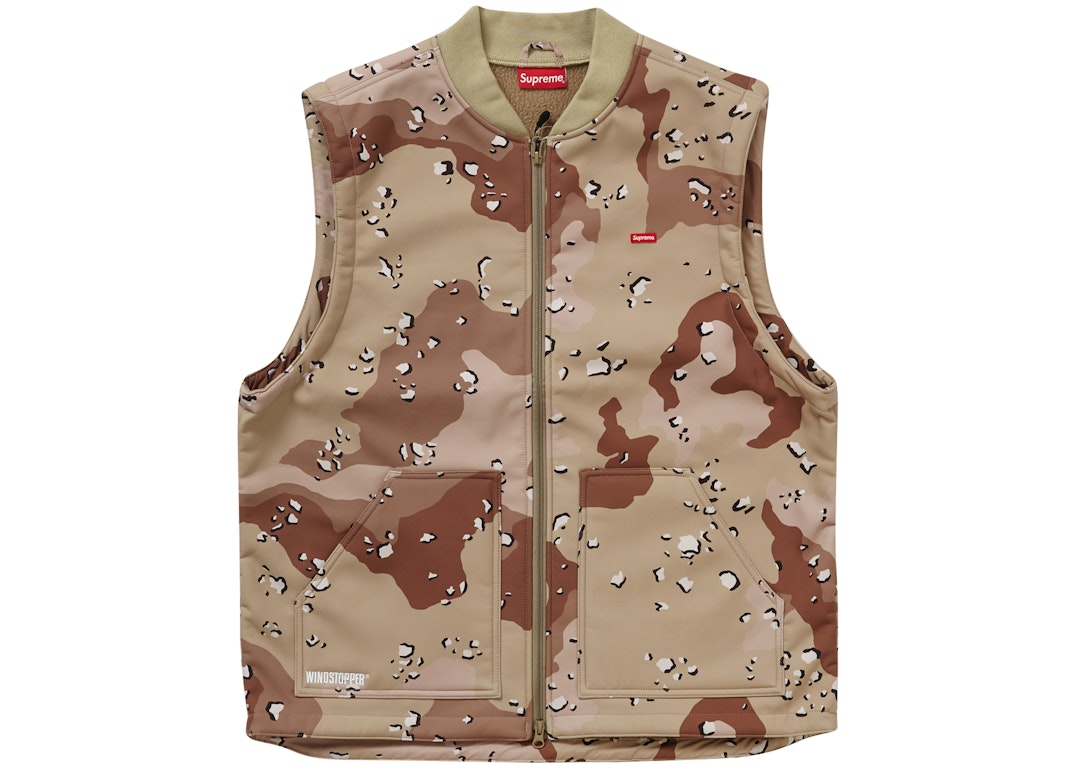 Pre-owned Supreme Windstopper Work Vest Chocolate Chip Camo