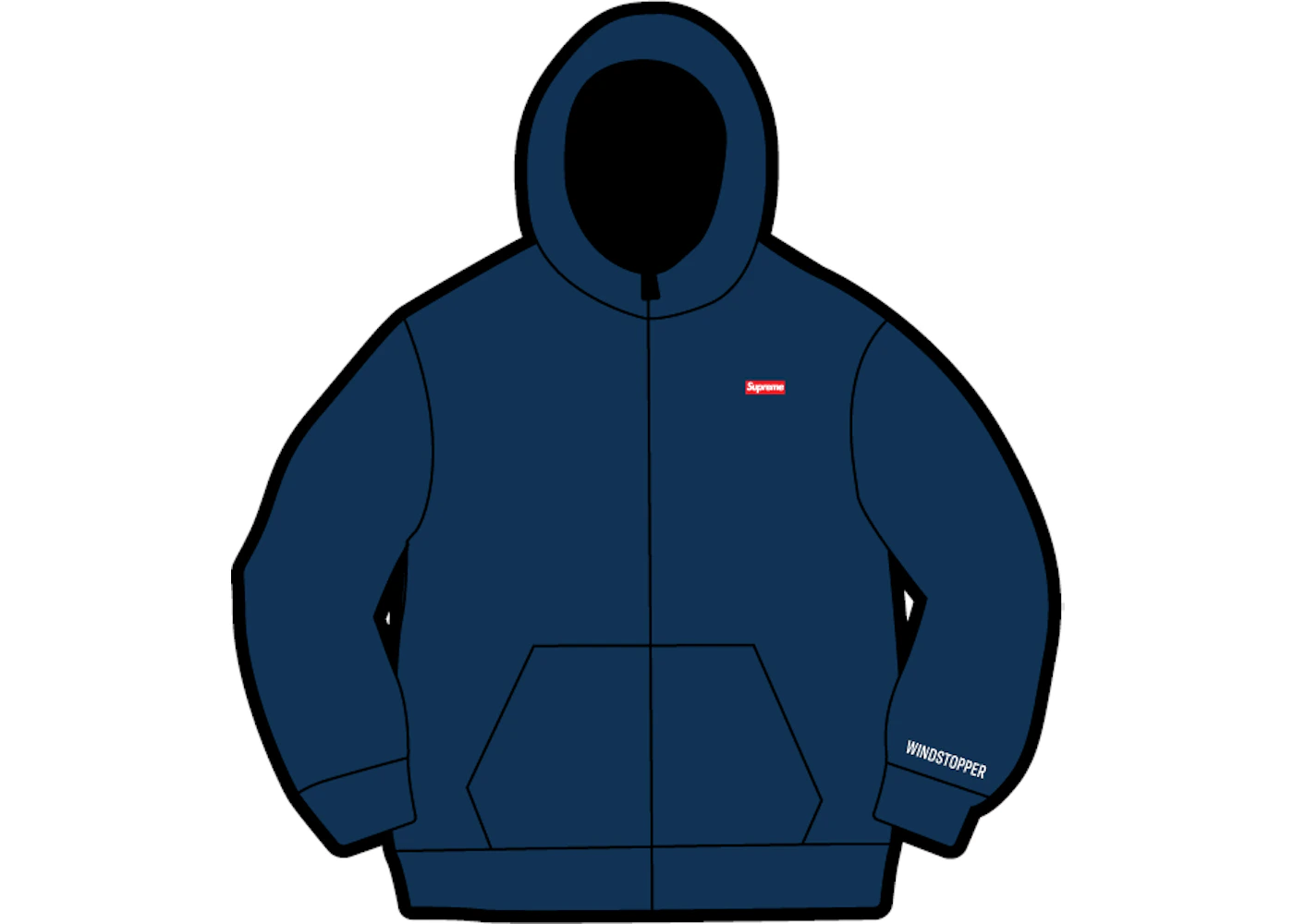 【SUPREME】WINDSTOPPER ZIP UP HOODED SWEATSHIRT NAVY 24FW Supreme WINDSTOPPER Zip Up Hooded Sweatshirt Washed Navy