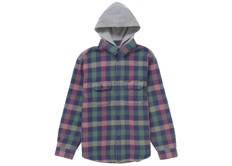 Supreme Waffle Plaid Hooded Shirt Multicolor Men's - FW24 - US