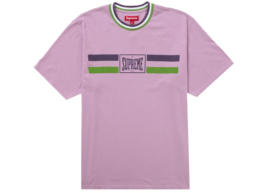 Pre-owned Supreme Warm Up Stripe S/s Top Purple
