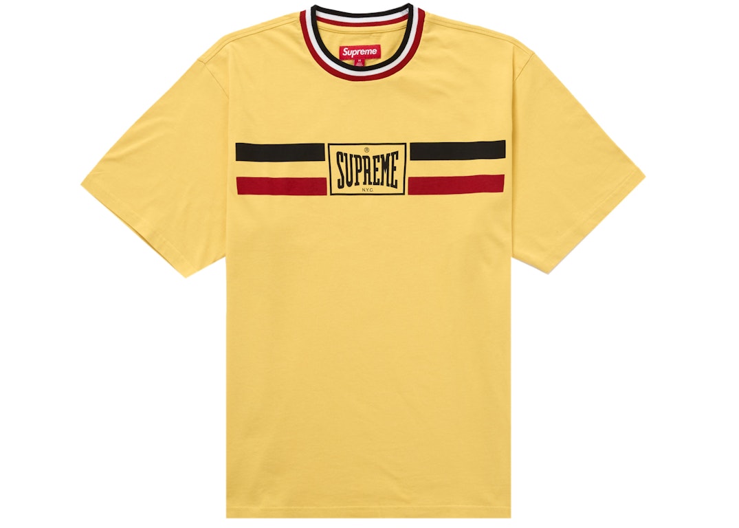 Pre-owned Supreme Warm Up Stripe S/s Top Yellow