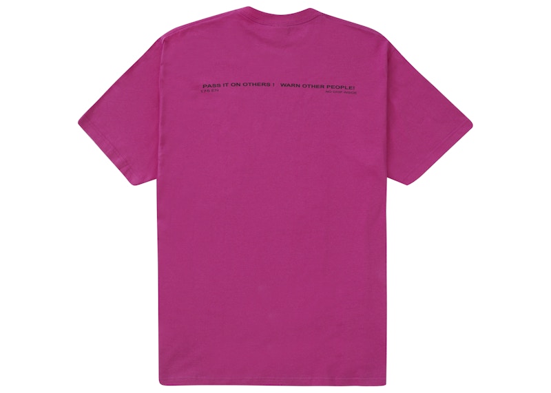 Supreme Warning Tee Magenta Men's - FW22 - US