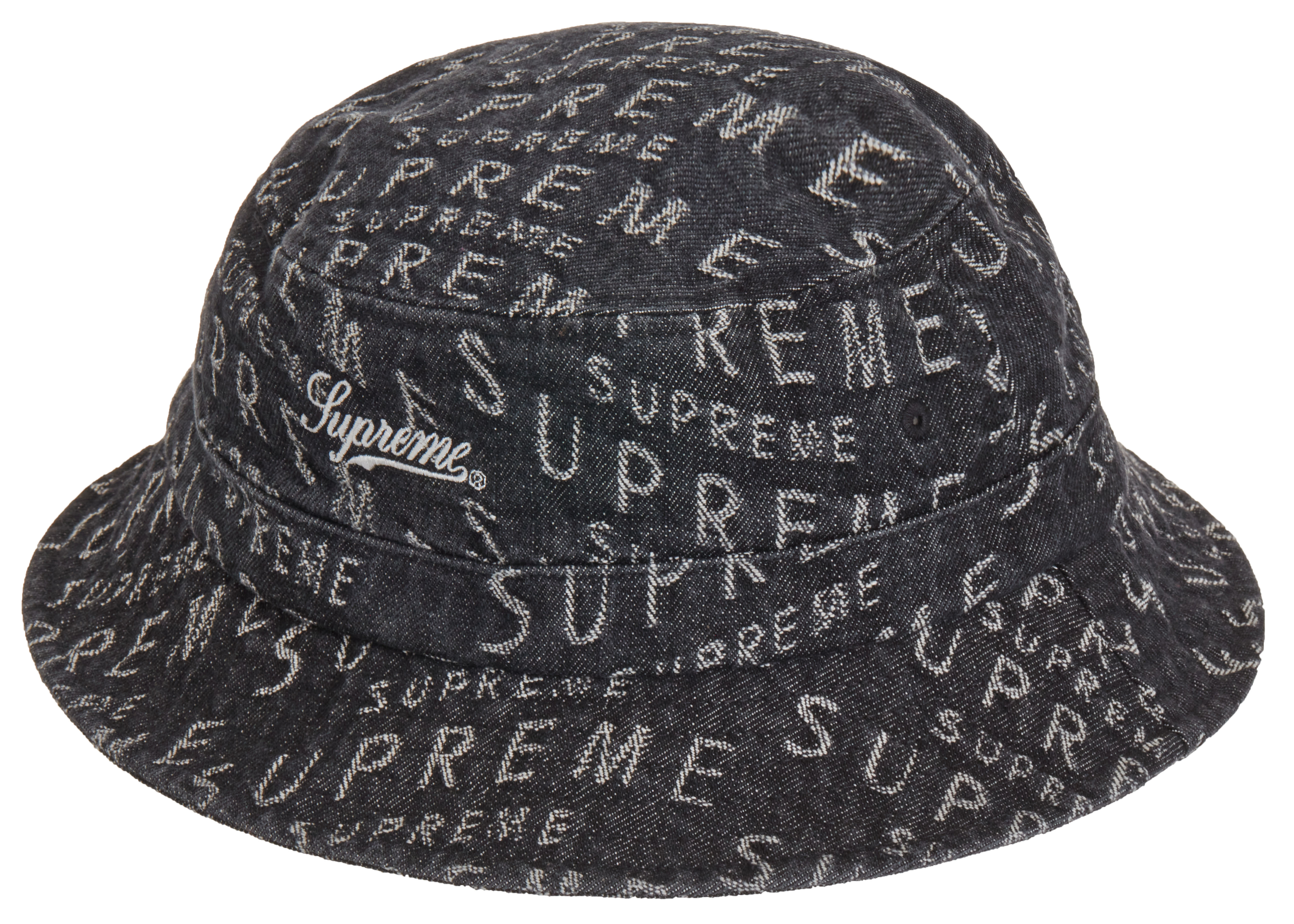 Supreme Warp Jacquard Logos Denim Crusher Black